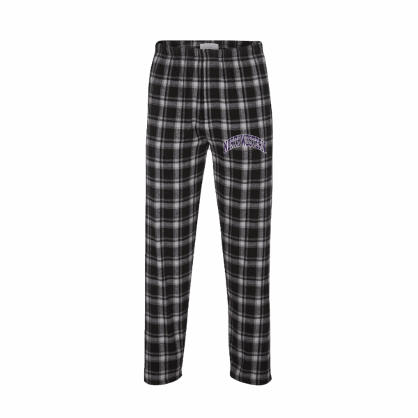 Northwestern University Wildcats Men's Heritage Black Plaid Harley Flannel Pants with Small Arched Northwestern Design