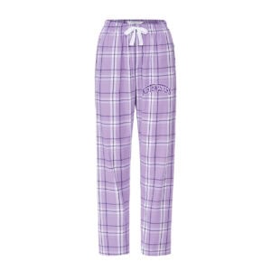 Northwestern University Wildcats Women's Lavender Carnegie Plaid Harley Flannel Pants with Small Arched Northwestern Design-1