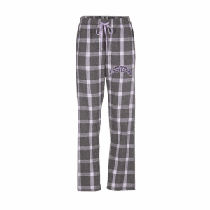 Northwestern University Wildcats Women's Charcoal Lavender Tomb Plaid Harley Flannel Pants with Small Arched Northwestern Design