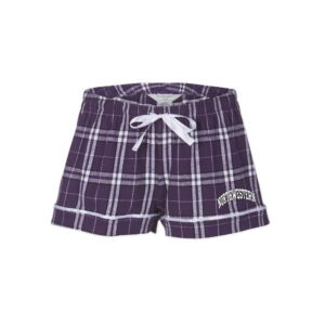 Northwestern University Wildcats Women's Purple & White Plaid Flannel Boxer Short
