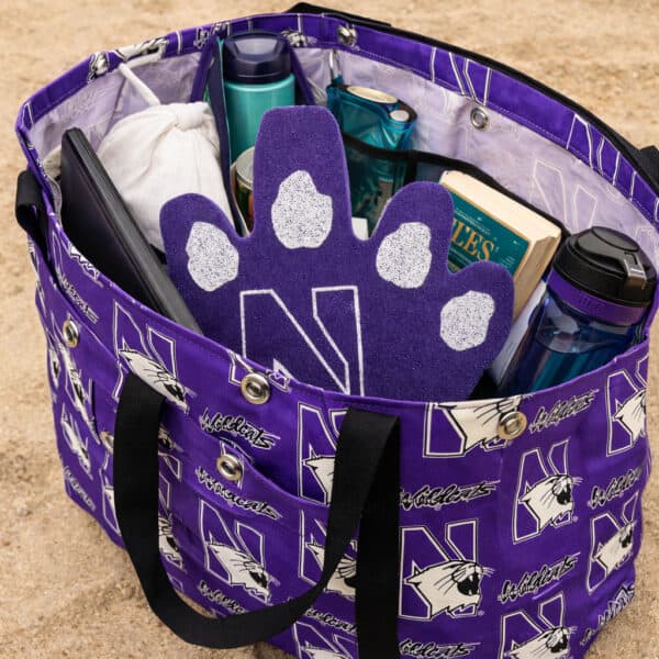Northwestern University Wildcats Purple all Over Design Jumbo Tote Bag 22"WX13"HX5"D - Image 3