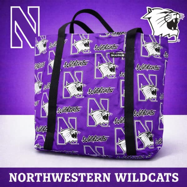 Northwestern University Wildcats Purple all Over Design Tote Bag 17"WX10"HX4"D - Image 4