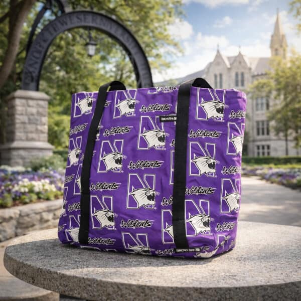 Northwestern University Wildcats Purple all Over Design Tote Bag 17"WX10"HX4"D - Image 3