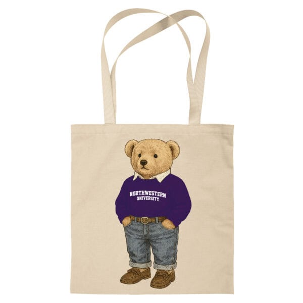 Northwestern University Wildcats Teddy Bear Design Tote Bag 15"X15"