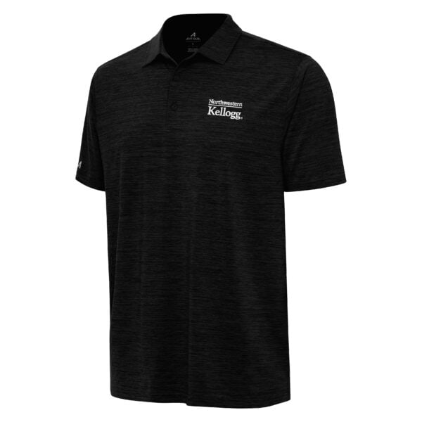 Northwestern I Kellogg Antigua Men's Layout Black Heather Polo Shirt-2