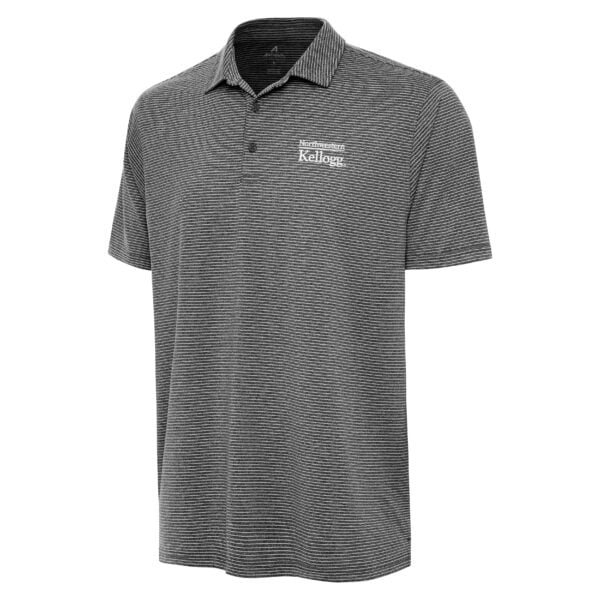 Northwestern I Kellogg Antigua Men's Scheme Black Heather Polo Shirt -2