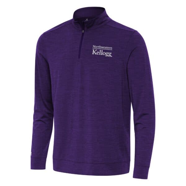 Northwestern I Kellogg Men's Antigua Purple Heather Bright 1/4 Zip Pullover-2