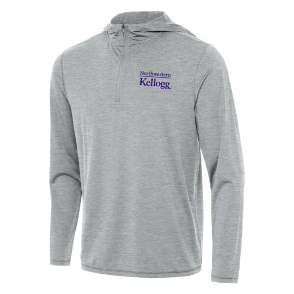 Northwestern I Kellogg Men's Antigua Skyscraper Heather Tidy 1/4 Zip Pullover Hood-2