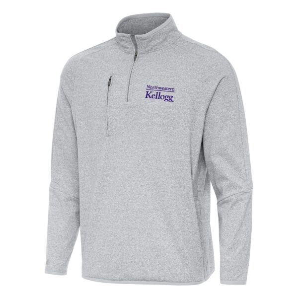 Northwestern I Kellogg Antigua Men's Grey Heather Certain 1/4 Zip Pullover -1