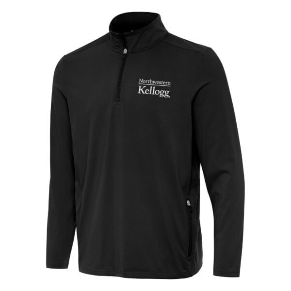 Northwestern I Kellogg Men's Antigua Black Perilous 1/4 Zip Pullover