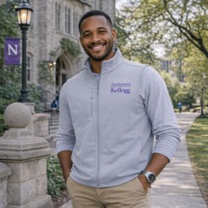 Northwestern I Kellogg Men's Antigua Regard Skyscraper FZ Vest