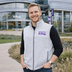 Northwestern I Kellogg Men's Antigua Fortune Light Grey Heather FZ Vest