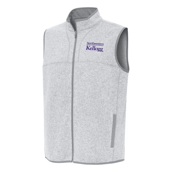 Northwestern I Kellogg Men's Antigua Fortune Light Grey Heather FZ Vest
