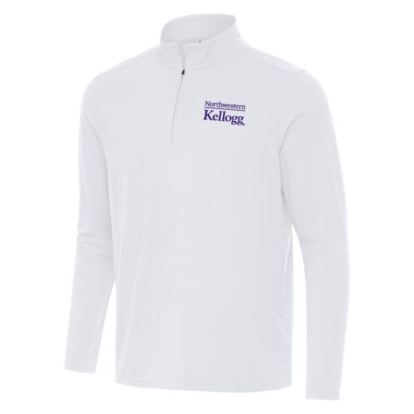 Northwestern I Kellogg Men's Antigua White Intent 1/4 Zip Pullover -2