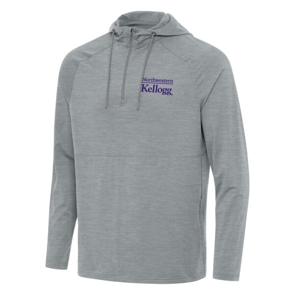 Northwestern I Kellogg Men's Antigua Skyscraper Heather Spikes2 1/4 Zip Pullover Hood -2