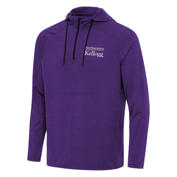 Northwestern I Kellogg Men's Antigua Purple Heather Spikes2 1/4 Zip Pullover Hood -2
