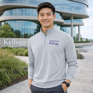 Northwestern I Kellogg Men's Antigua Skyscraper Heather Bright 1/4 Zip Pullover