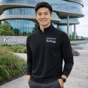 Northwestern I Kellogg Men's Antigua Black Heather Bright 1/4 Zip Pullover