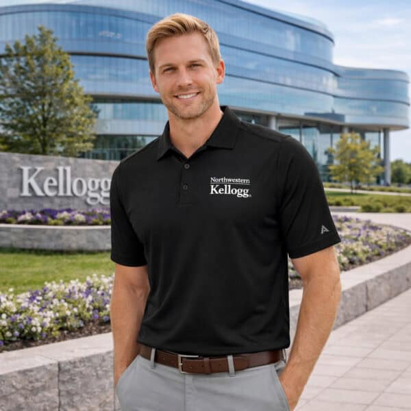 Northwestern I Kellogg Antigua Men's Tribute Black Polo Shirt
