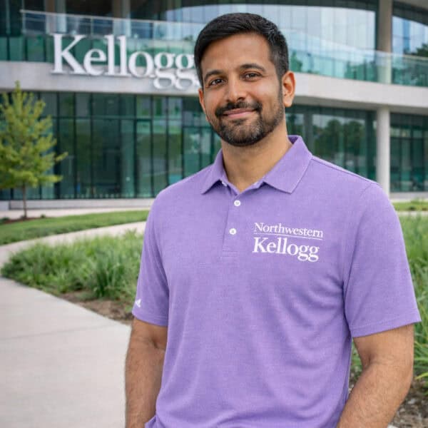 Northwestern I Kellogg Antigua Men's Twine Purple/White Polo Shirt