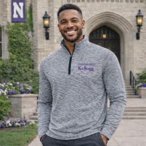 Northwestern I Kellogg Men's Antigua Black/White Cause 1/4 Zip Pullover