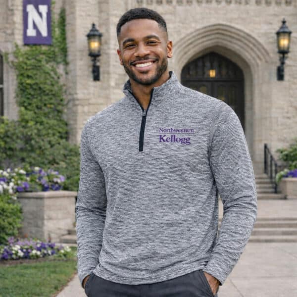 Northwestern I Kellogg Men's Antigua Black/White Cause 1/4 Zip Pullover