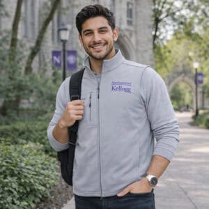 Northwestern I Kellogg Men's Antigua Skyscraper Demand FZ Vest
