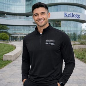 Northwestern I Kellogg Men's Antigua Black Intent 1/4 Zip Pullover