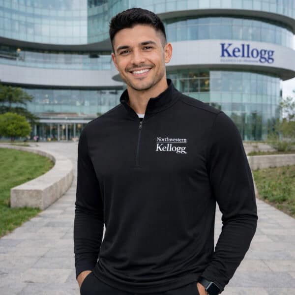 Northwestern I Kellogg Men's Antigua Black Intent 1/4 Zip Pullover