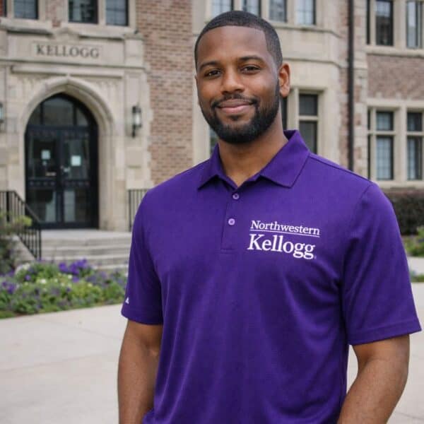 Northwestern I Kellogg Antigua Men's Ellipse Purple Multi Polo Shirt