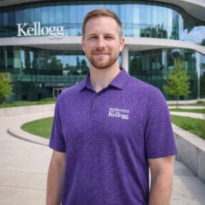 Northwestern I Kellogg Antigua Men's Scheme Purple Heather Polo Shirt