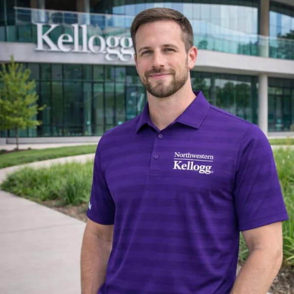 Northwestern I Kellogg Antigua Men's Tunnel Purple Multi Polo Shirt