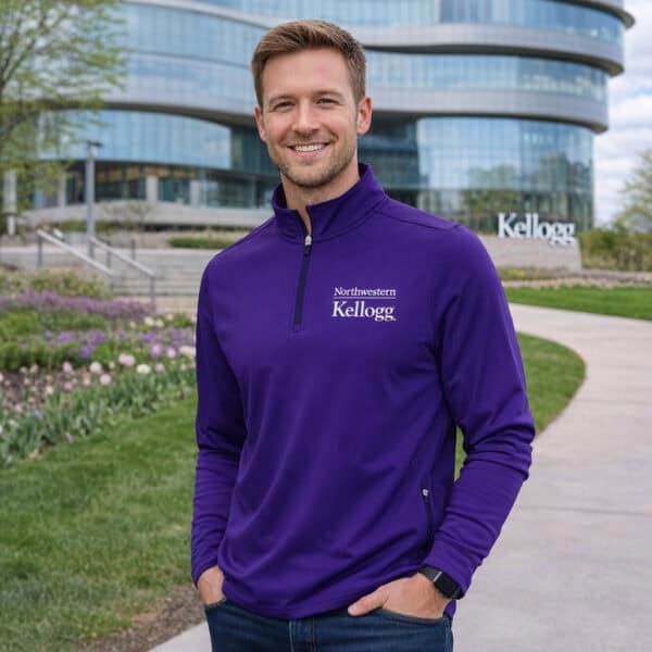 Northwestern I Kellogg Men's Antigua Purple Perilous 1/4 Zip Pullover