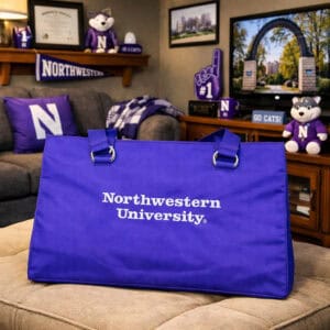 Northwestern University Wildcats Zippered Tote Bag with Embroidered Design
