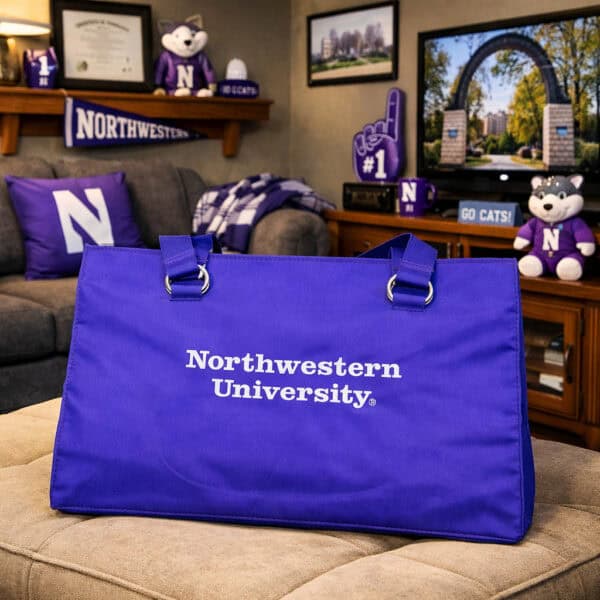 Northwestern University Wildcats  Zippered Tote Bag with Embroidered Design