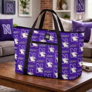 Northwestern University Wildcats Purple all Over Design Jumbo Tote Bag 22"WX13"HX5"D
