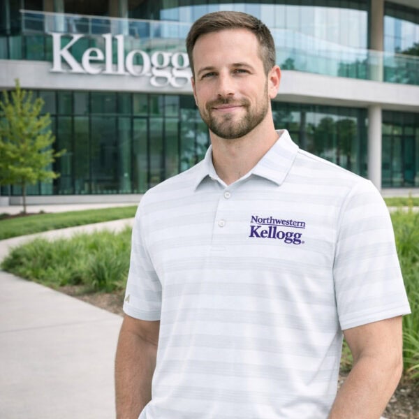 Northwestern I Kellogg Antigua Men's Tunnel White Multi Polo Shirt -2