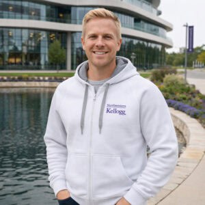 Northwestern I Kellogg Antigua Men's Victory White FZ Hood