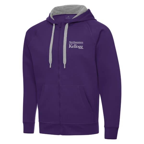 Northwestern I Kellogg Antigua Men's Victory Purple FZ Hood -2