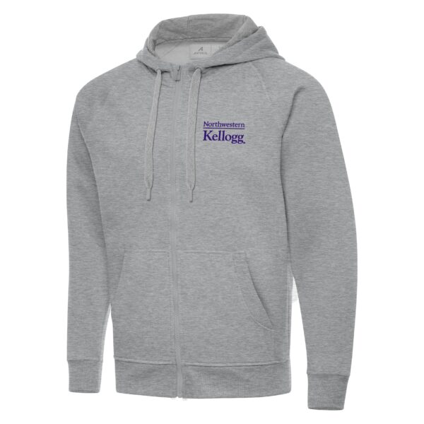 Northwestern I Kellogg Antigua Men's Victory Grey Heather FZ Hood -2
