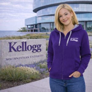 Northwestern I Kellogg Women's Antigua Victory FZ Hooded Sweatshirt in Purple Color