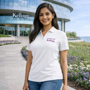 Northwestern I Kellogg Antigua Women's Tribute White Polo - 100% polyester interlock knit (175gsm) - Self-fabric collar - Two-button Y-neck placket - Matte logo buttons - Rolled shoulder seam - Side contour seams - Four-way stretch - Moisture-wicking - UV Protection - Antigua 'A' on right sleeve