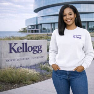 Northwestern I Kellogg Women's Antigua Victory Crewneck Sweatshirt in White