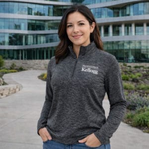 Northwestern I Kellogg Women's Antigua Black Heather Mentor 1/4 Zip Pullover