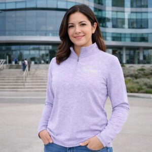 Northwestern I Kellogg Women's Antigua Pastel Lilac Heather Mentor 1/4 Zip Pullover