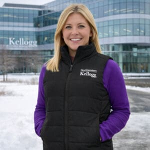 Northwestern I Kellogg Women's Antigua Experience FZ Vest in Black Color