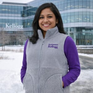 Northwestern I Kellogg Women's Antigua Nostalgic FZ Vest in Skyscraper Color