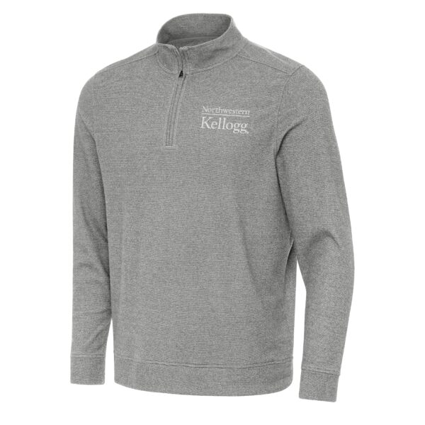 Northwestern I Kellogg Antigua Men's Subtle Supersoft Black Heather 1/4 Zip Pullover