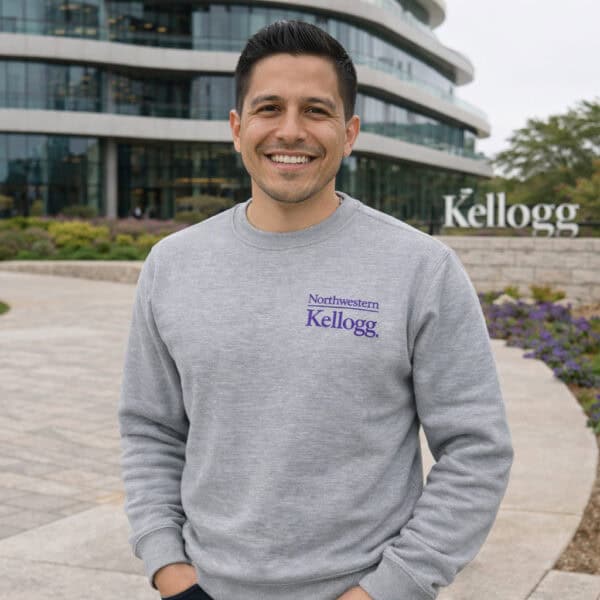 Northwestern I Kellogg Antigua Men's Victory Grey Heather Crewneck Sweatshirt