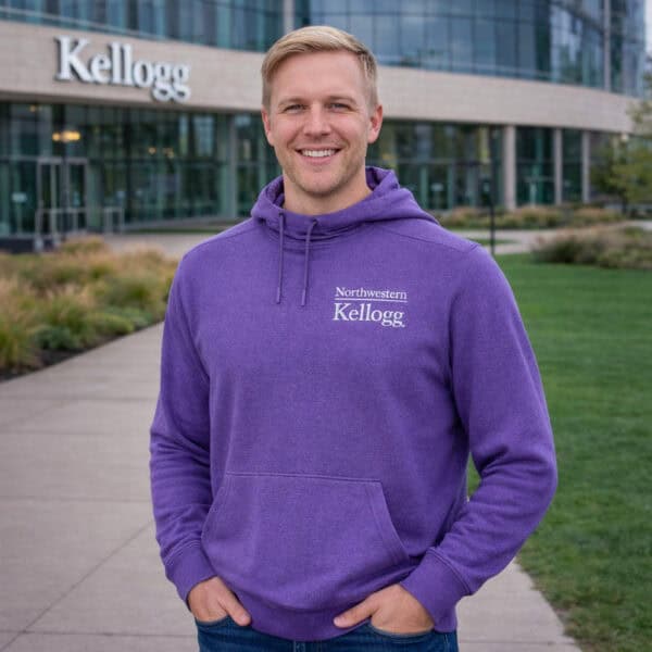 Northwestern I Kellogg Antigua Men's Cloud Supersoft Purple Heather Pullover Hood